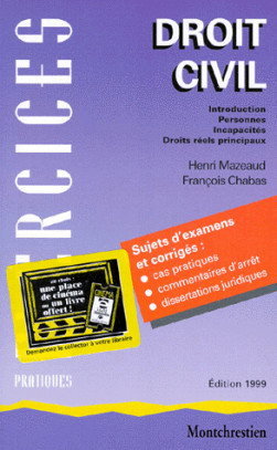 Introduction à l'étude du droit. Droits réels principaux. Personnes. Incapacités